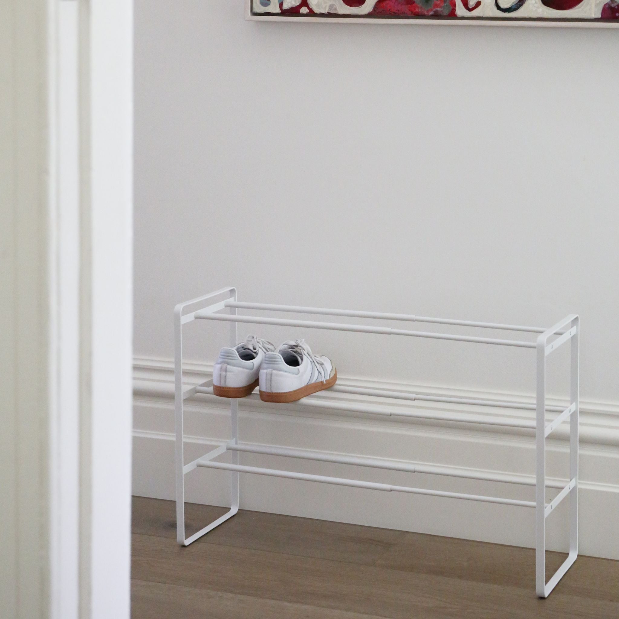 Get YAMAZAKI 3-Tier Extendable Shoe Rack, White