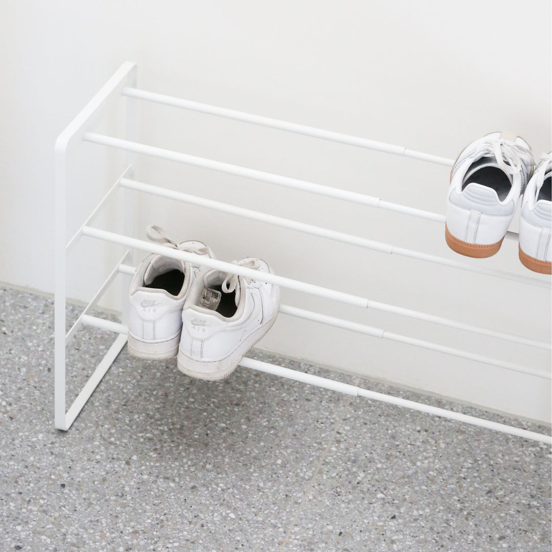 YAMAZAKI Frame Extendable Shoe Rack, 3 Tier, White