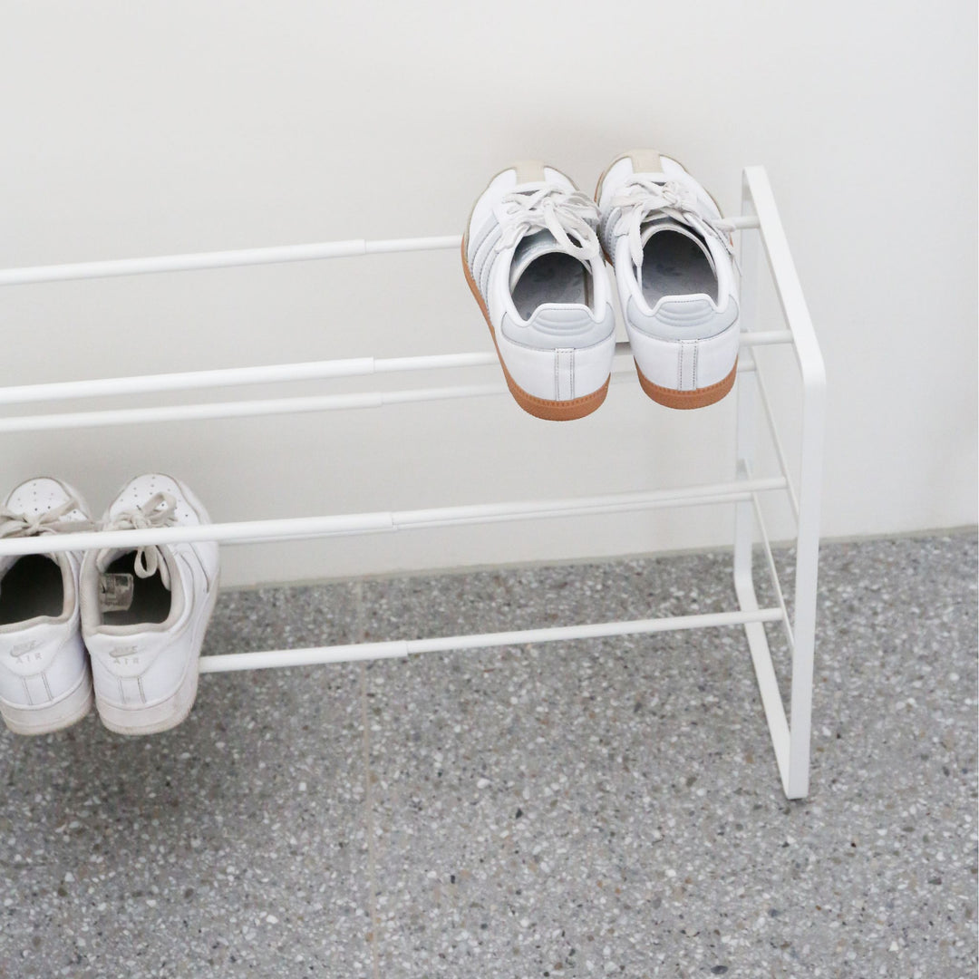 YAMAZAKI Frame Extendable Shoe Rack, 3 Tier, White