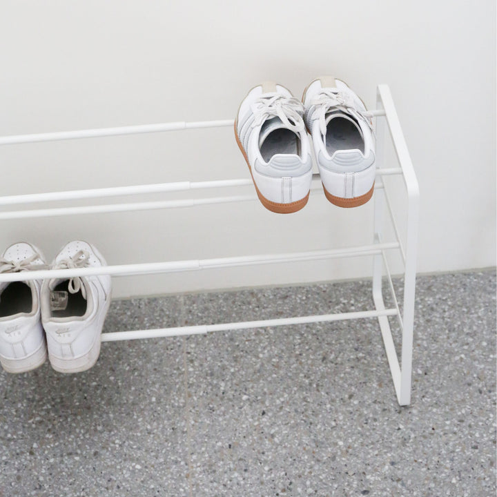 YAMAZAKI Frame Extendable Shoe Rack, 3 Tier, White