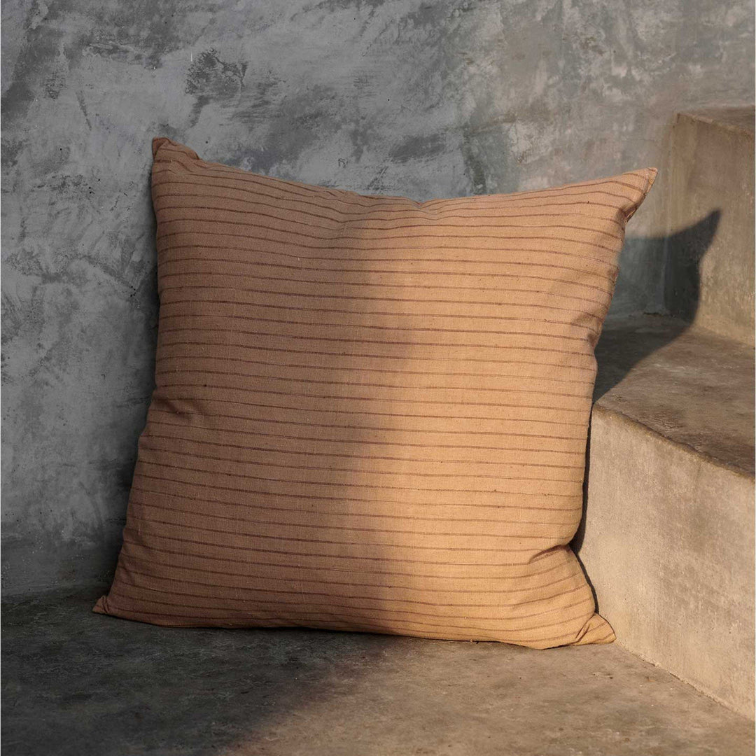 FERM LIVING Brown Cotton Cushion, Lines, 50x50cm