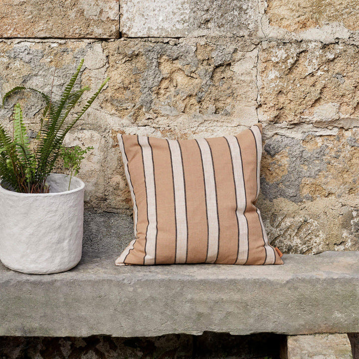 FERM LIVING Brown Cotton Cushion, Stripe, 50x50cm