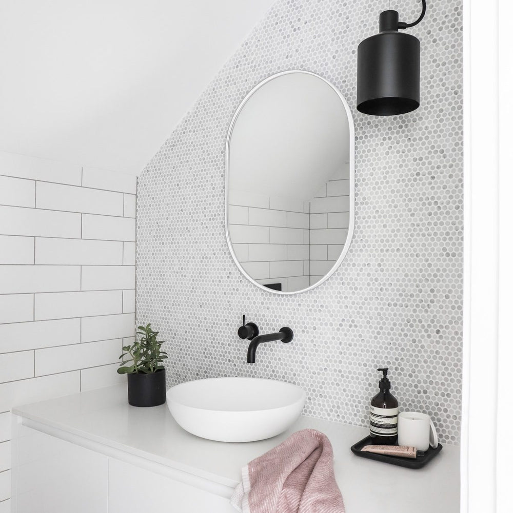 MIDDLE OF NOWHERE Bjorn Oval Mirror White 50x75cm-20051