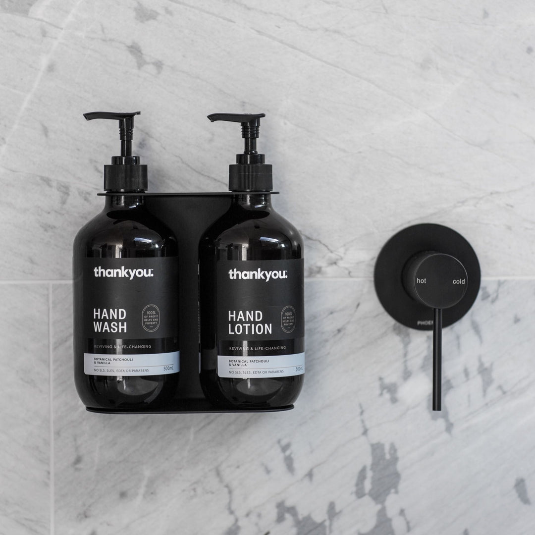 DESIGNSTUFF Dual Soap Dispenser Holder Black-23186