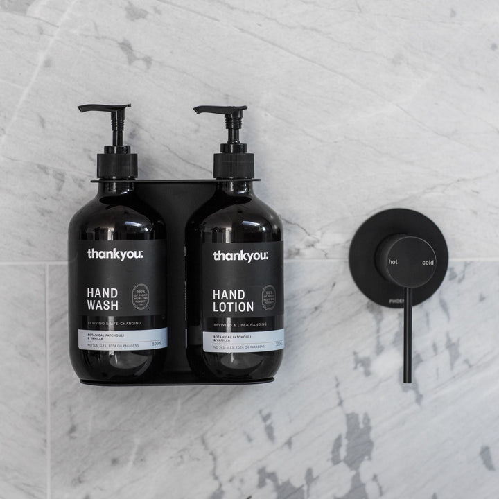 DESIGNSTUFF Dual Soap Dispenser Holder Black-23186