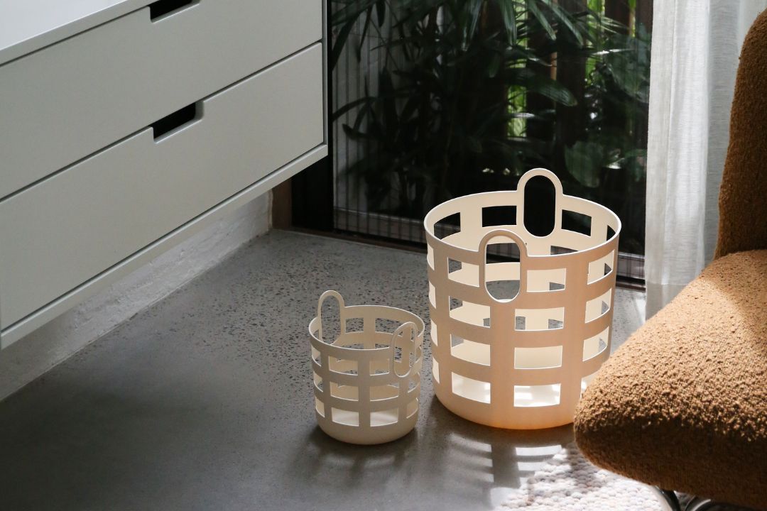 ENKEL STUDIO Storage Baskets in a modern home setting, showcasing stylish and functional home storage solutions for organising everyday essentials.