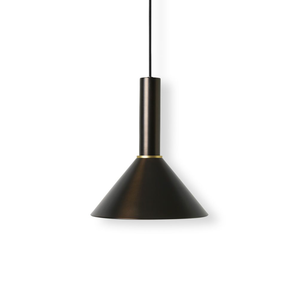 ferm LIVING - COLLECT Cone Lamp Shade Pendant, Black Brass (Shade Only)