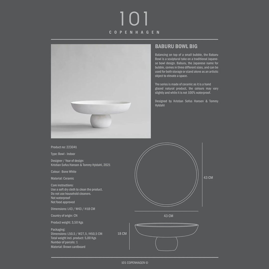 101 COPENHAGEN Baburu Bowl Big, D43cm, Bone White