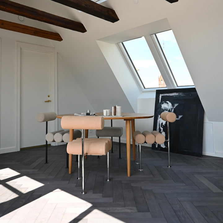 PRE-ORDER │ 101 COPENHAGEN Hiro Dining Chair, Stainless Steel/Nubuck