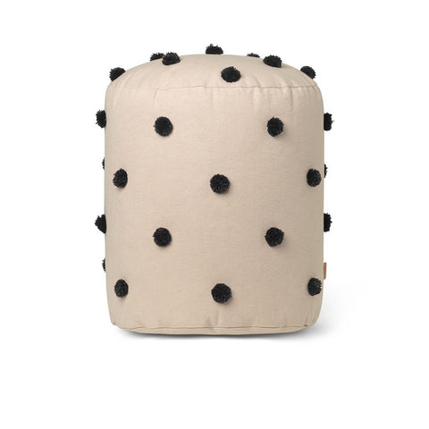 ferm LIVING Dot Tufted Pouf/Ottoman, Sand/Black