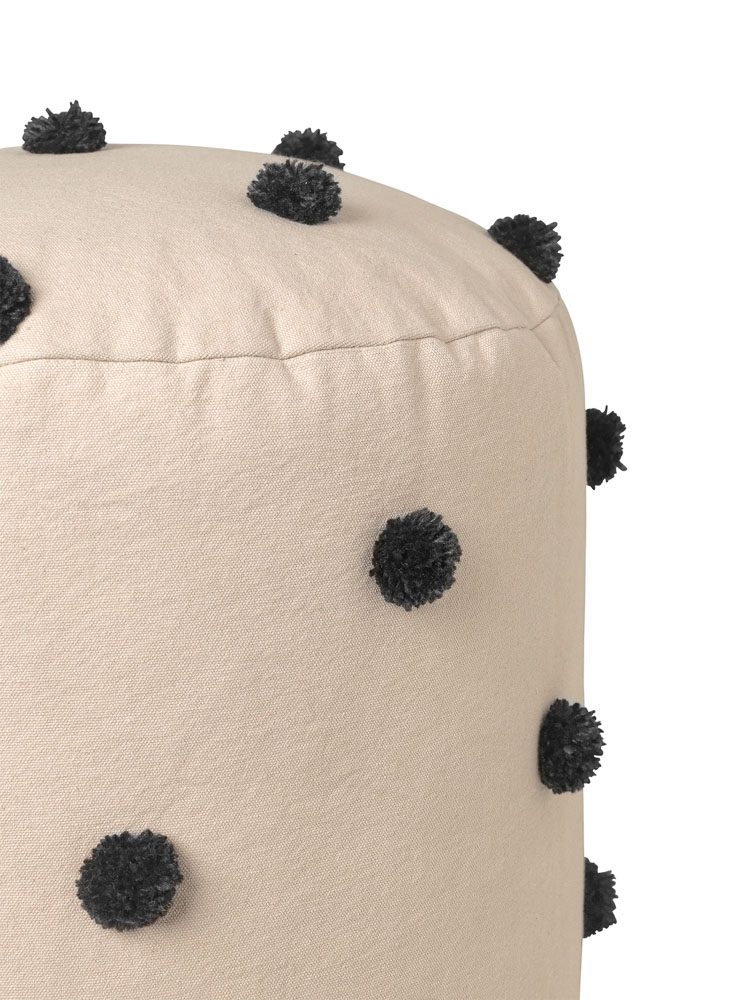 ferm LIVING Dot Tufted Pouf/Ottoman, Sand/Black