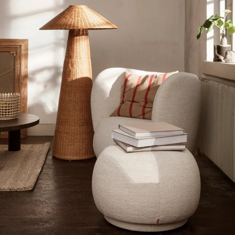 FERM LIVING Rico Pouf, Boucle, Off-White