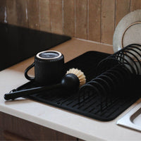 DESIGNSTUFF Folding Silicone Drying Mat Large with Drainage Mouth, Black