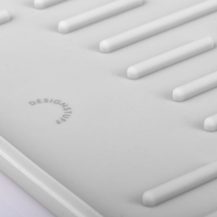 DESIGNSTUFF DRIP Folding Silicone Drying Mat Large with Drainage Mouth, Light Grey