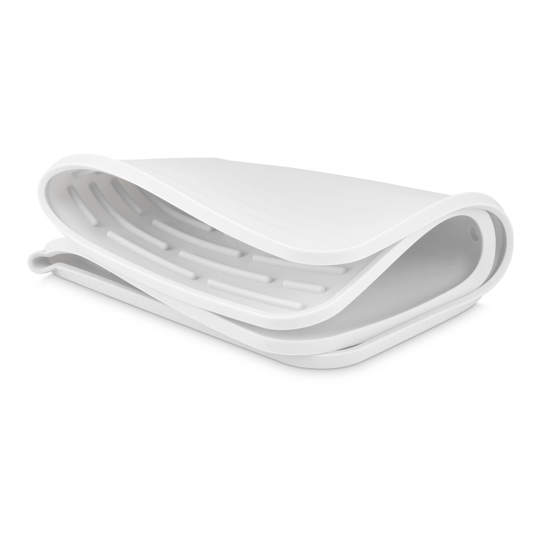 DESIGNSTUFF DRIP Folding Silicone Drying Mat Large with Drainage Mouth, Light Grey