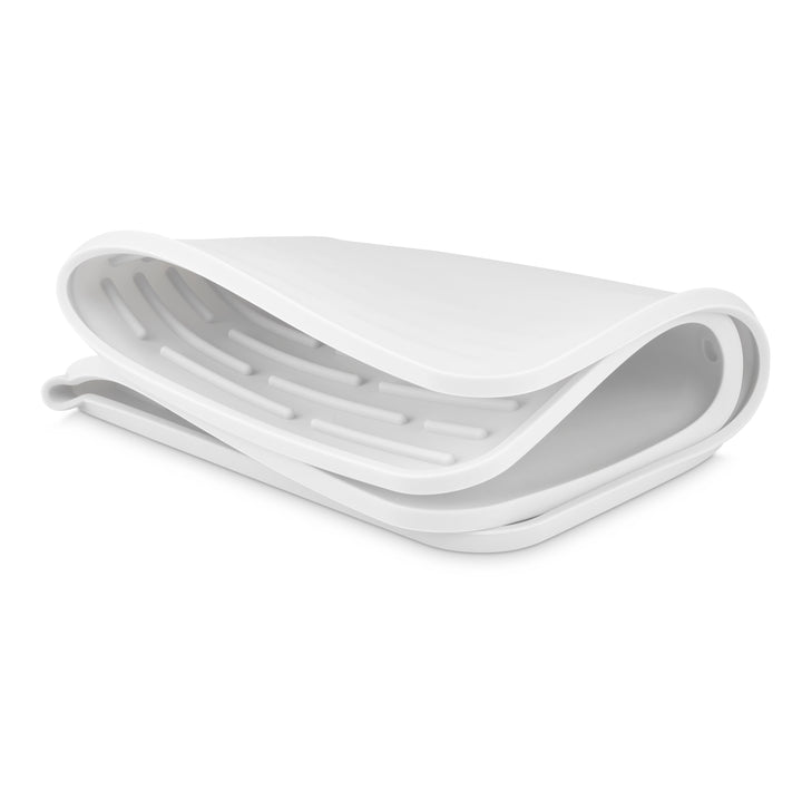DESIGNSTUFF DRIP Folding Silicone Drying Mat Large with Drainage Mouth, Light Grey