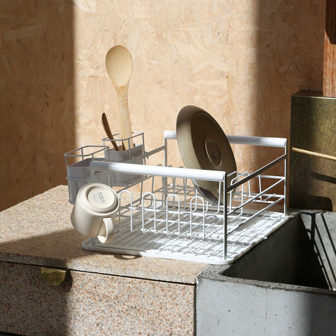 DESIGNSTUFF The Frame Dish Rack with Removable Utensil Holders, White