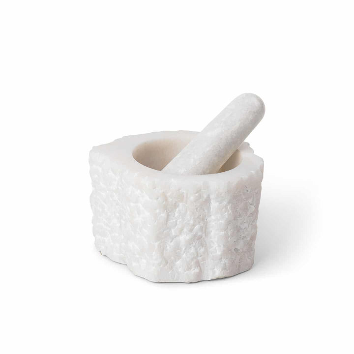 ferm LIVING Petra Mortar & Pestle Quartz, White