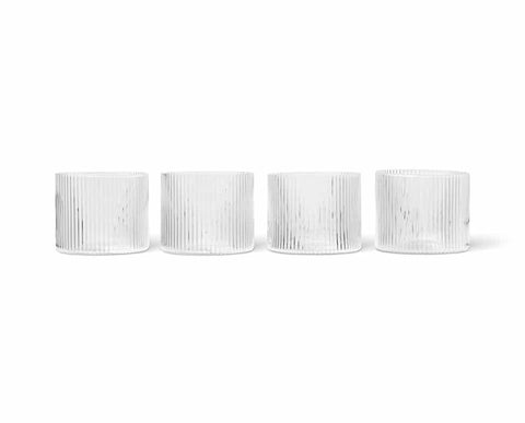 FERM LIVING Ripple Low Glasses, Clear (Set of 4)