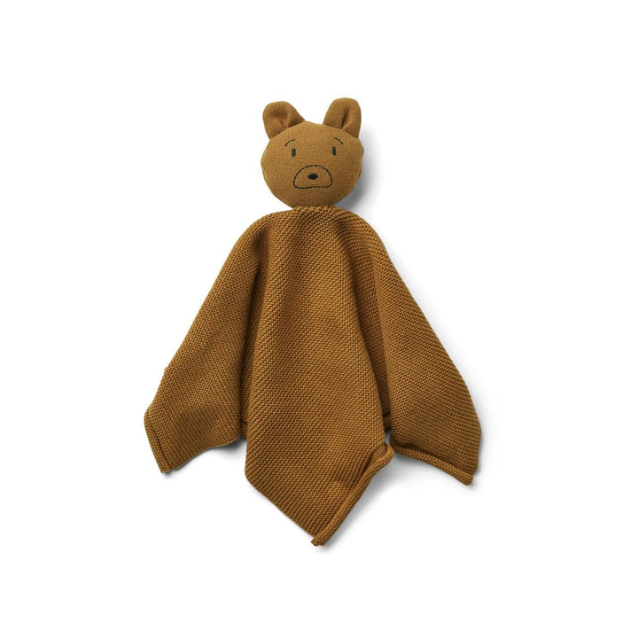 LIEWOOD Milo Organic Cotton Knitted Cuddle Cloth Lovey, Mr Bear Golden Caramel