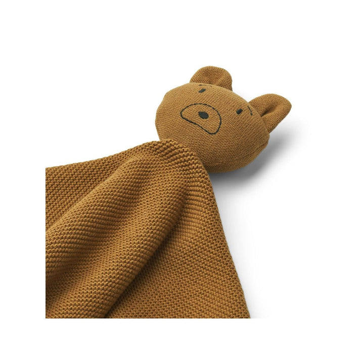 LIEWOOD Milo Organic Cotton Knitted Cuddle Cloth Lovey, Mr Bear Golden Caramel