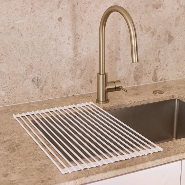 DESIGNSTUFF DRIP Silicone Fold Dish Drying Rack, White