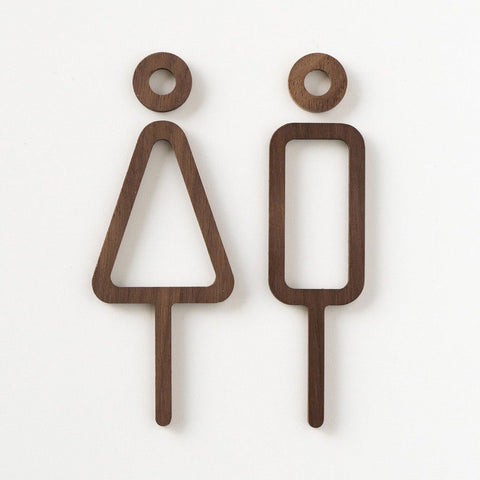 MOHEIM Restroom Sign, Walnut (Set of 2)