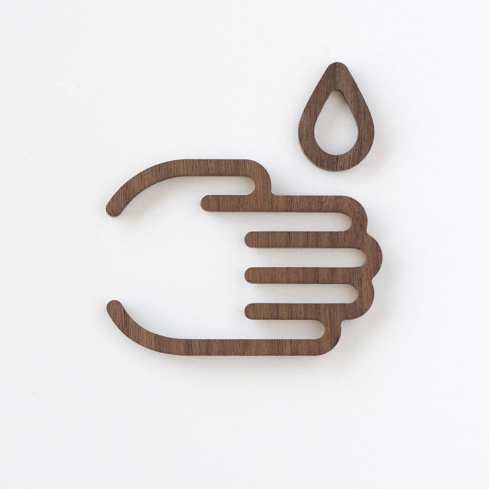 MOHEIM Wash Hands Sign, Walnut