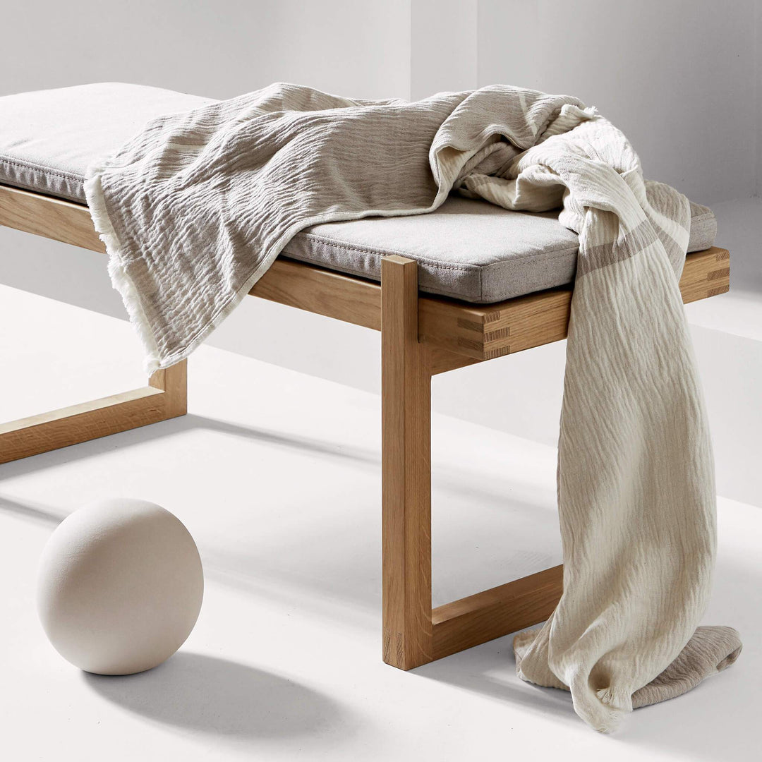 KRISTINA DAM STUDIO Architecture Throw, Brushed Cotton, Beige/Off White