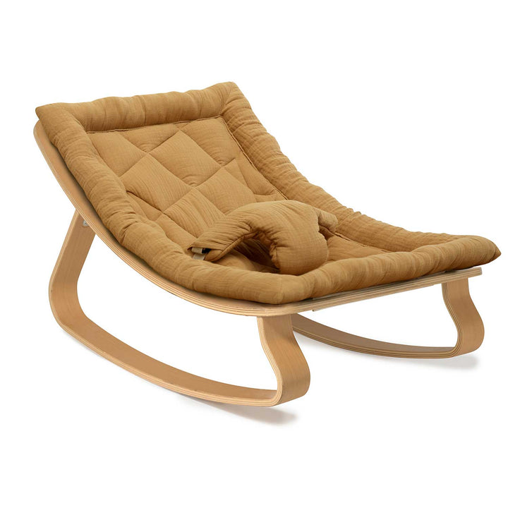 CHARLIE CRANE Baby Rocker LEVO in Beech with Organic Camel Cushion