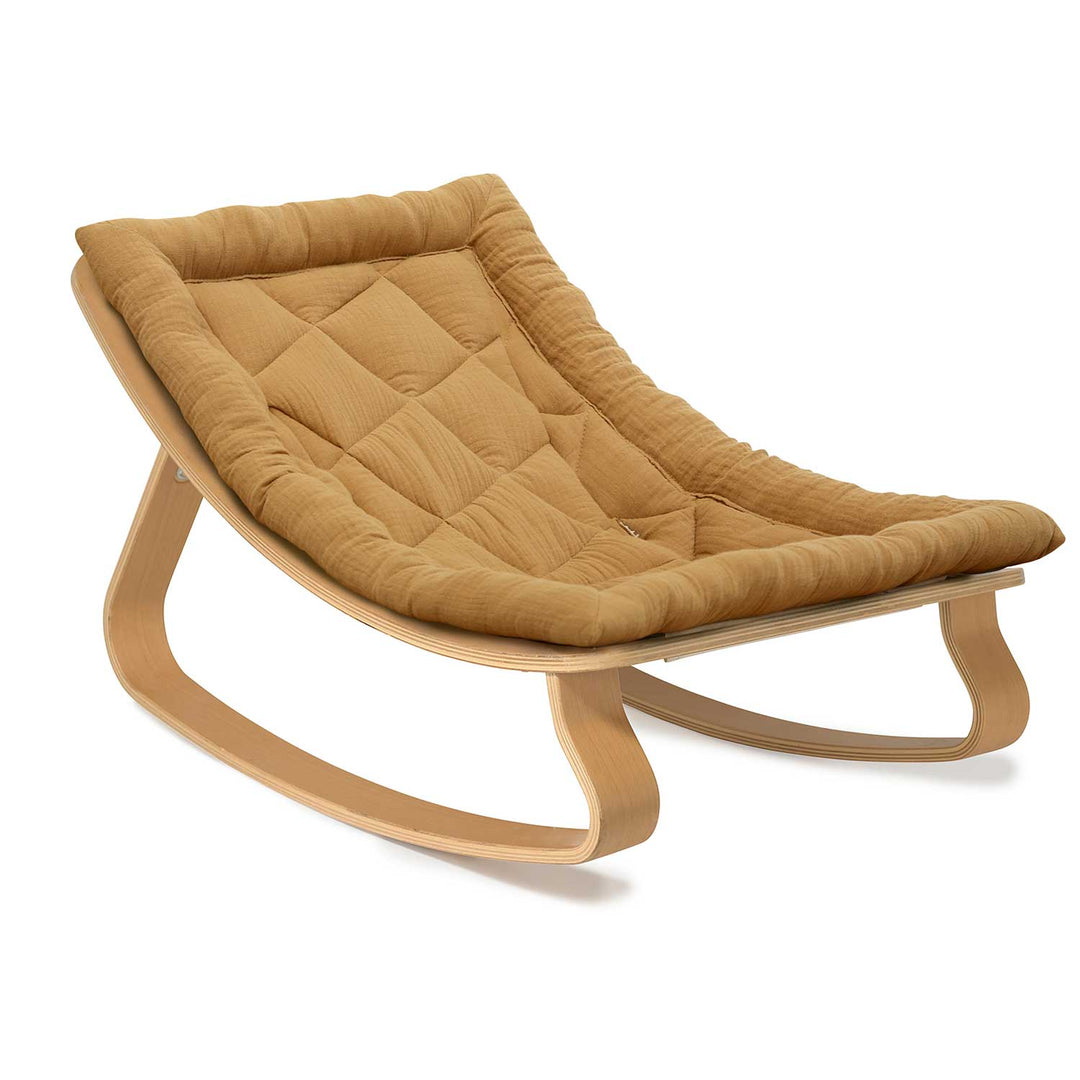 CHARLIE CRANE Baby Rocker LEVO in Beech with Organic Camel Cushion