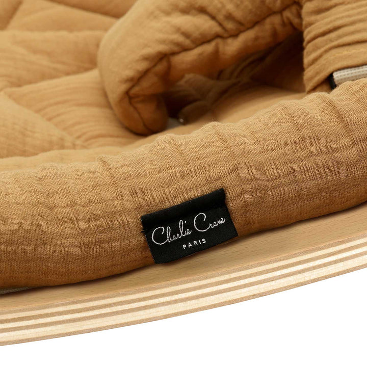 CHARLIE CRANE Baby Rocker LEVO in Beech with Organic Camel Cushion