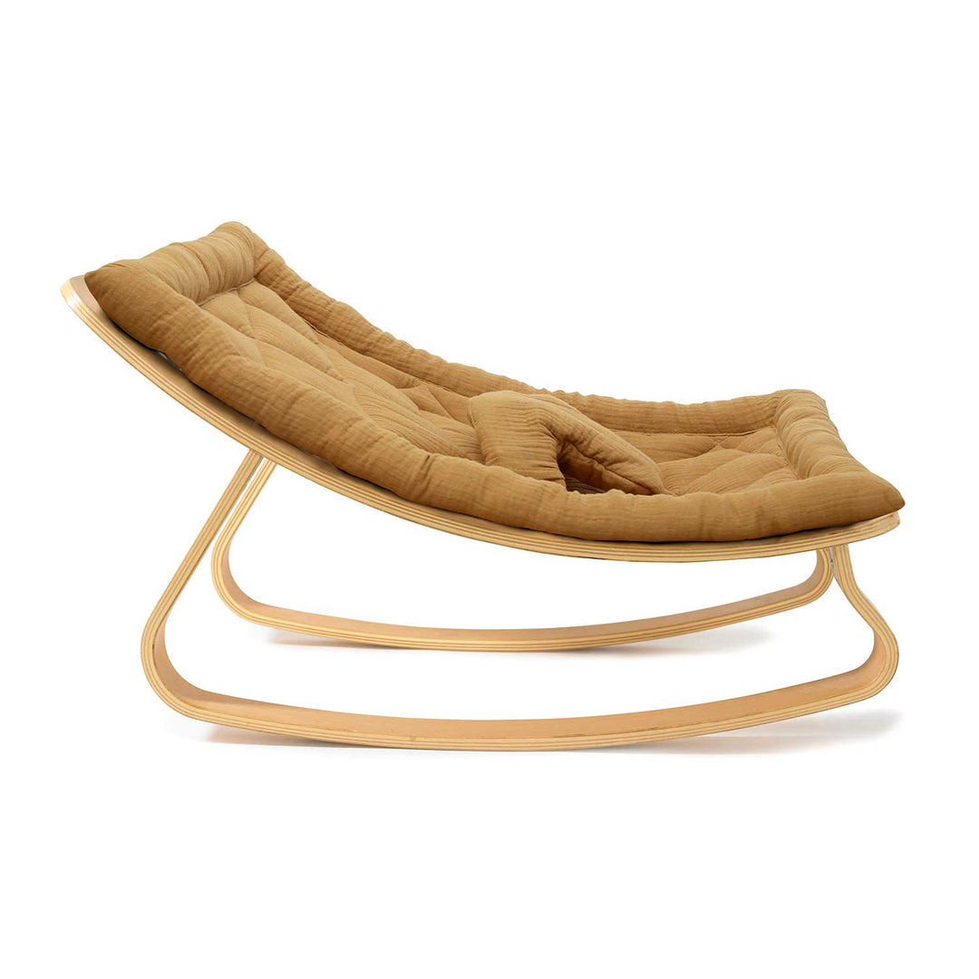 CHARLIE CRANE Baby Rocker LEVO in Beech with Organic Camel Cushion