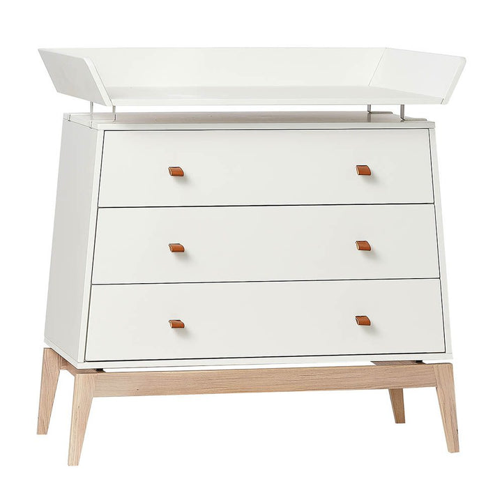 LEANDER Luna Dresser Changing Unit, White on a White Background