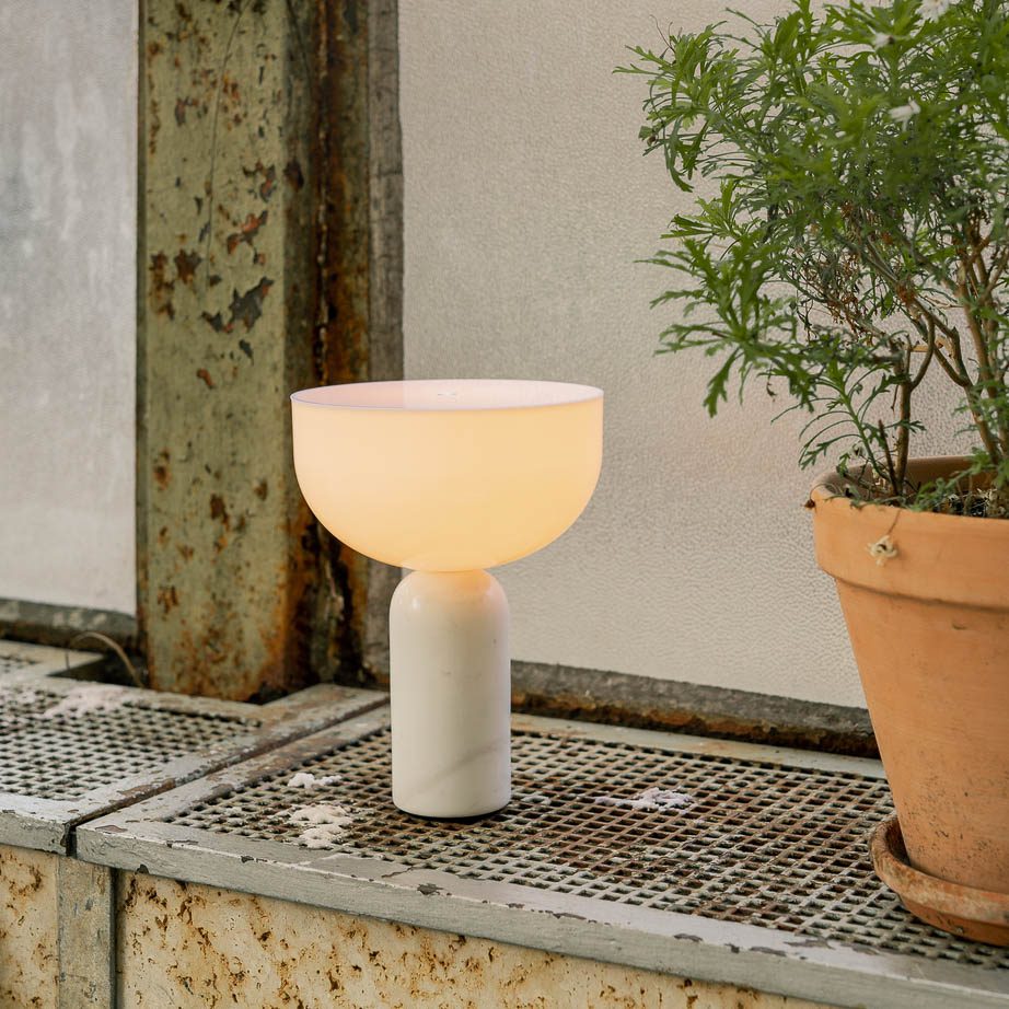 NEW WORKS Kizu Portable Table Lamp, White Marble