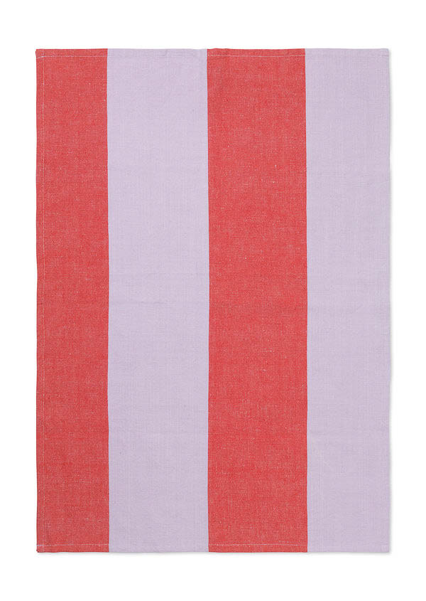 ferm LIVING Hale Kitchen Tea Towel, Red/Lilac