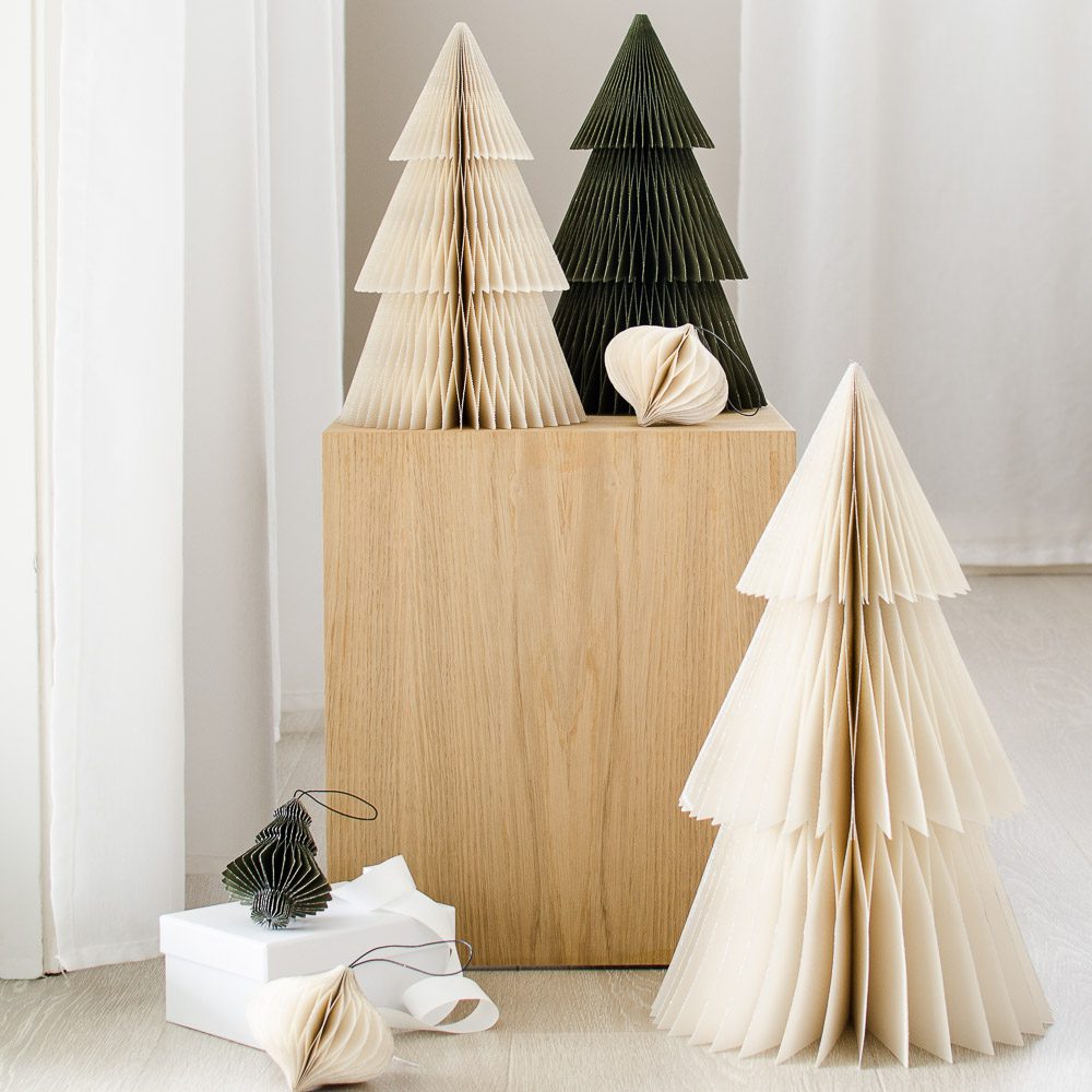 NORDIC ROOMS Deluxe Christmas Tree Standing Ornament, Off-White, 2 Sizes