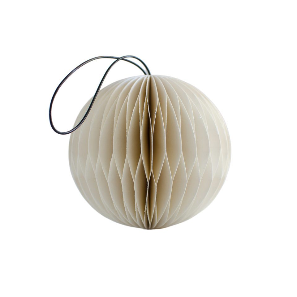 NORDIC ROOMS Christmas Paper Ornament Sphere Off-White on a white background