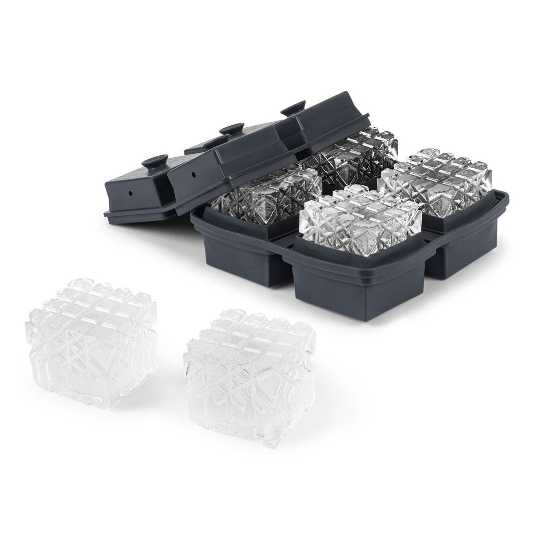 W&P PEAK Cocktail Ice Tray/Mould Etched Cube, Charcoal