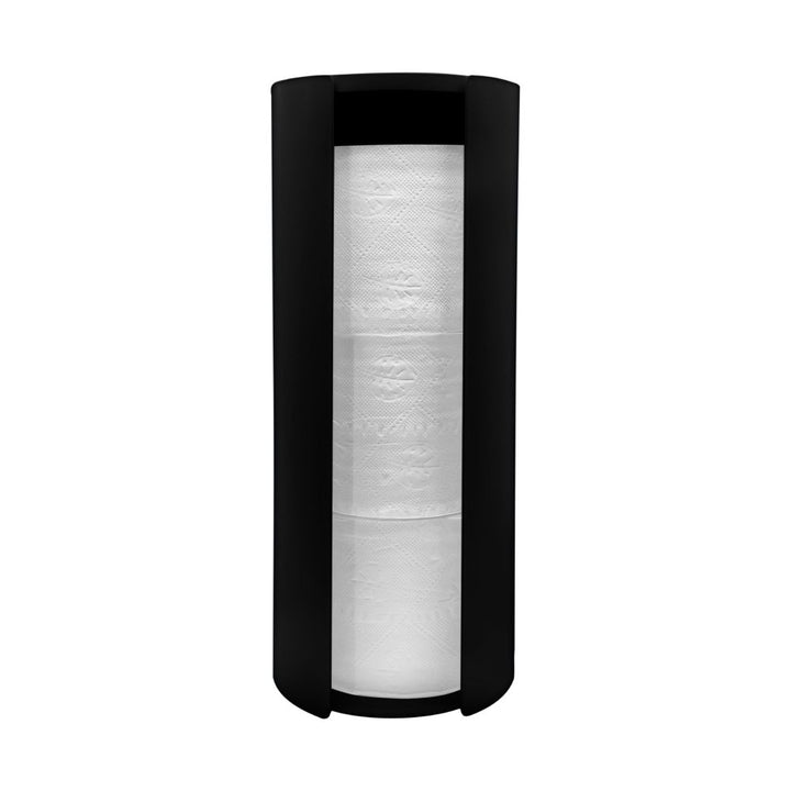 DESIGNSTUFF Wall Mounted Toilet Roll Storage Holder, Black