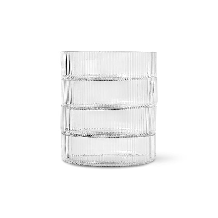 FERM LIVING Ripple Serving Bowls, Clear (Set of 4)