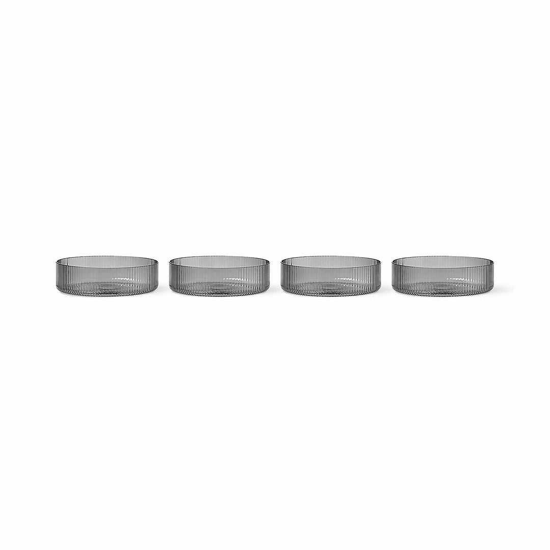 ferm LIVING Ripple Serving Bowls, Smoked Grey (Set of 4)