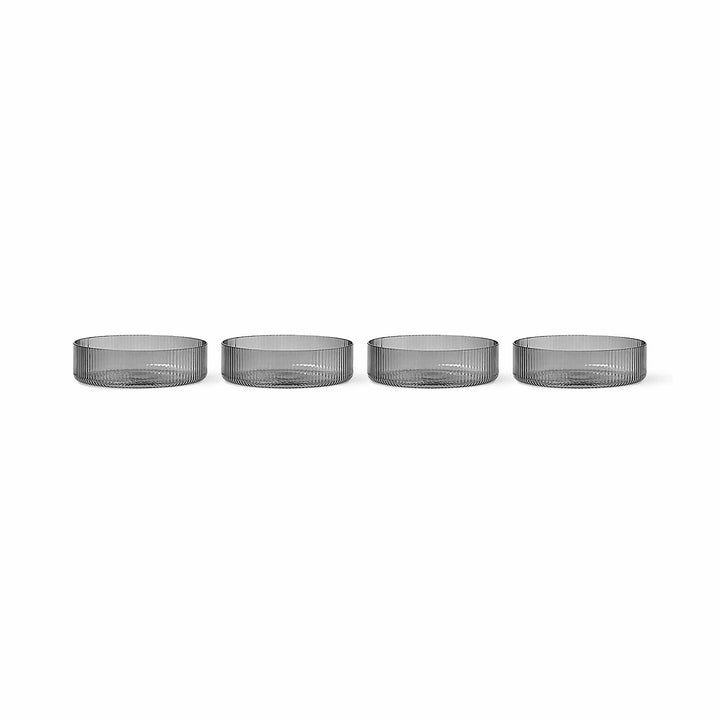 ferm LIVING Ripple Serving Bowls, Smoked Grey (Set of 4)