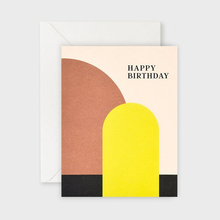 LETTUCE Happy Birthday Greeting Card, Chartreuse Arch on a Grey Background