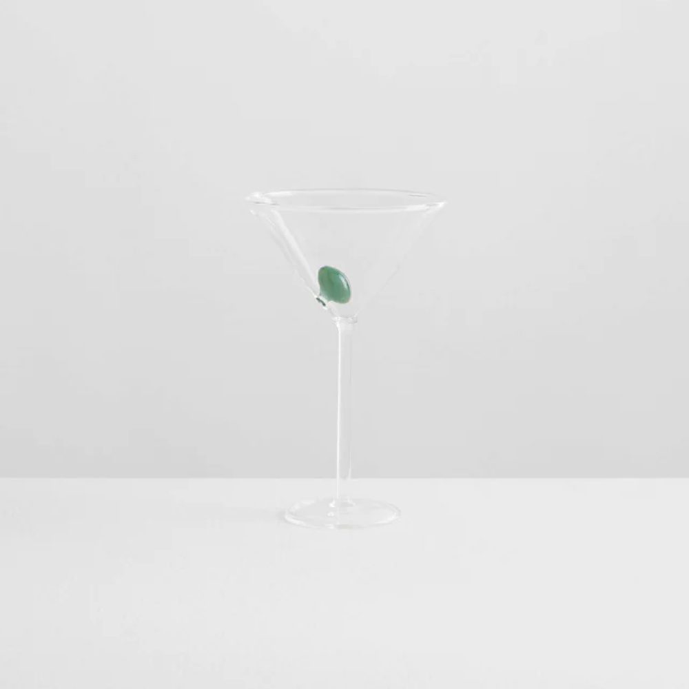 MAISON BALZAC Martini Glass, Clear/Opaque Olive