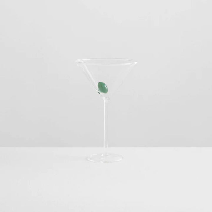 MAISON BALZAC Martini Glass, Clear/Opaque Olive