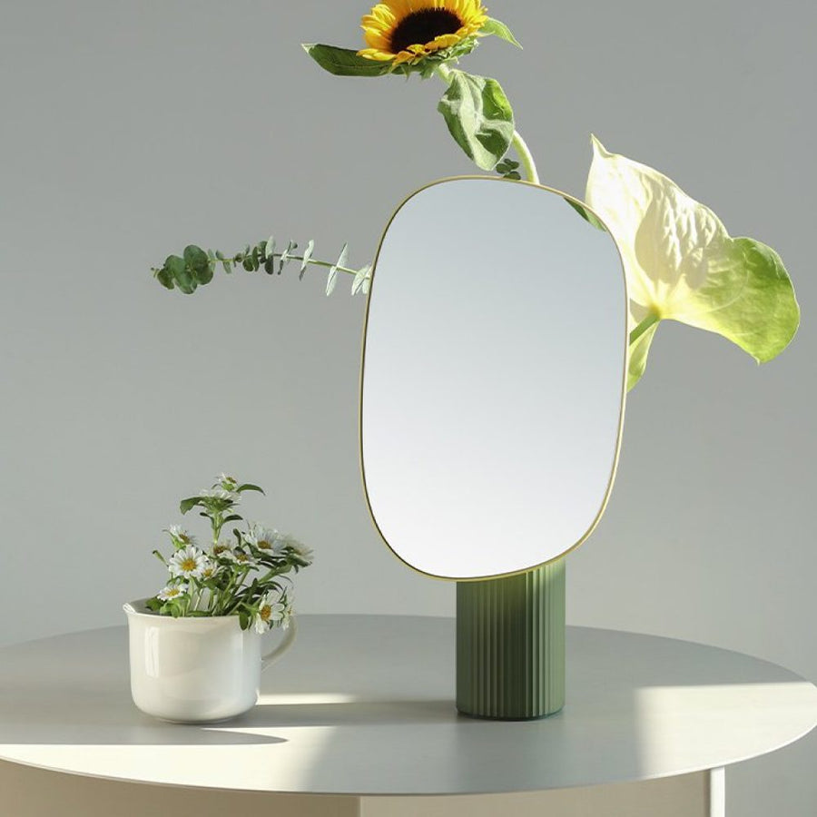 OSC Vase Makeup Mirror, Yellow Green | Designstuff