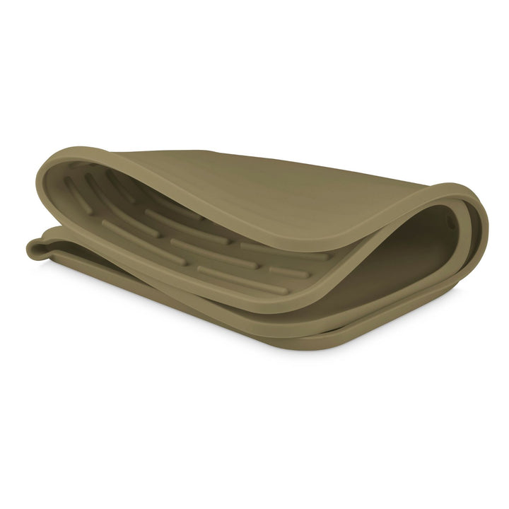 Folded Folding Silicone Drying Mat Large Khaki on a white background