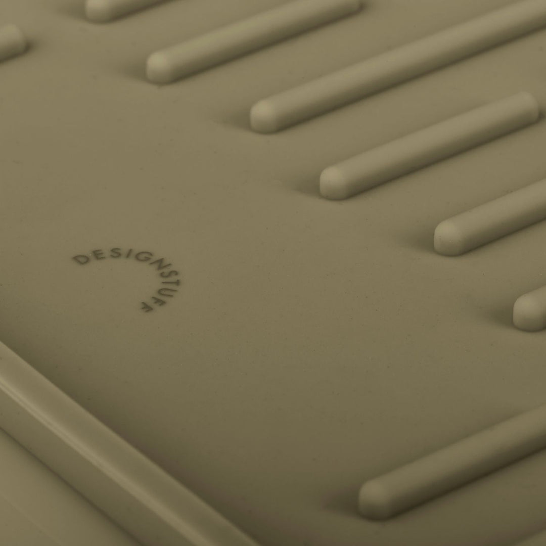 Details of the Folding Silicone Drying Mat Large Khaki on a white background