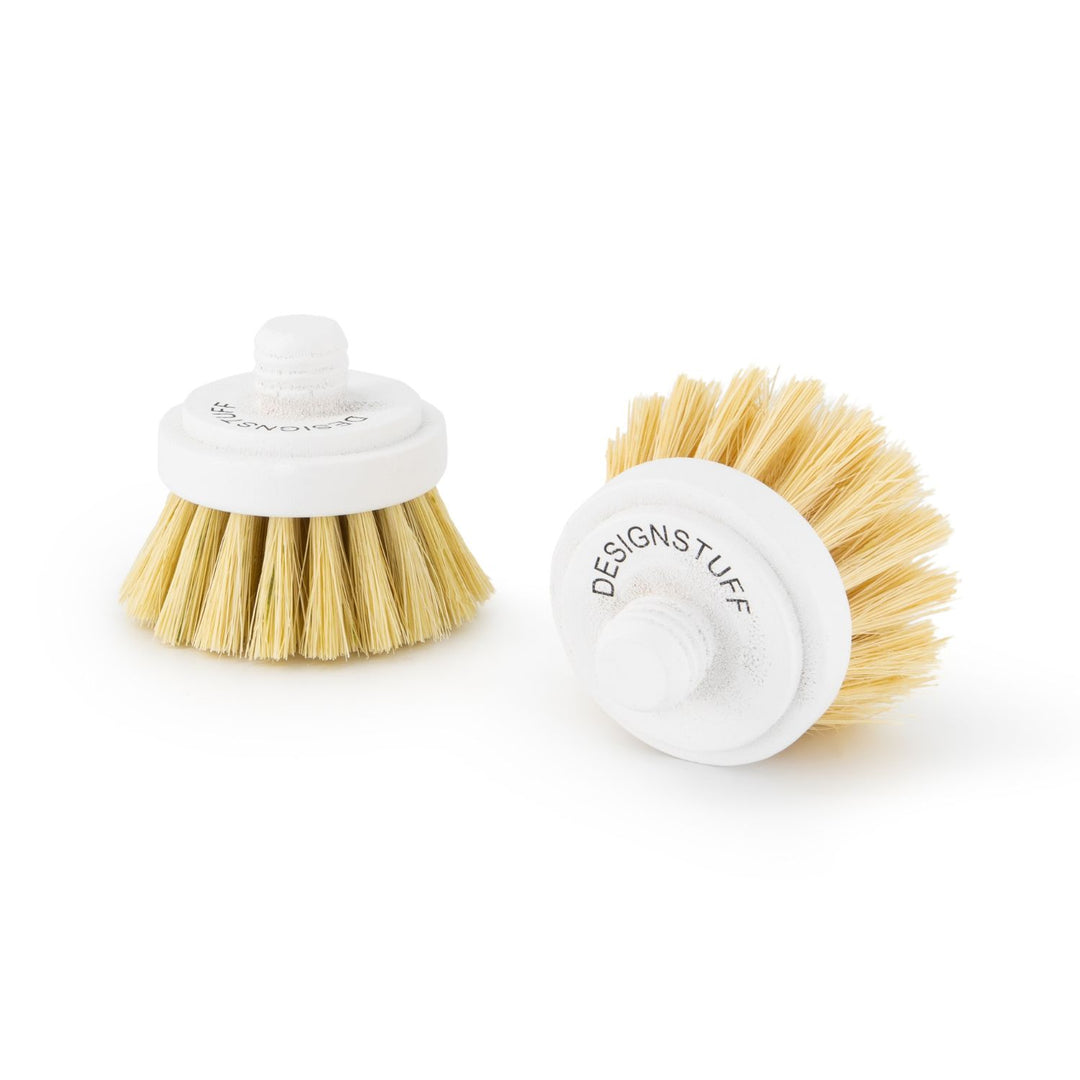 DESIGNSTUFF Eco Dish Brush Replacement Head, White (Set of 2)